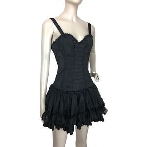 Vintage Tripp Gothic Punk Corset Bustier Tulle Tutu Ballerina Black Mini Dress